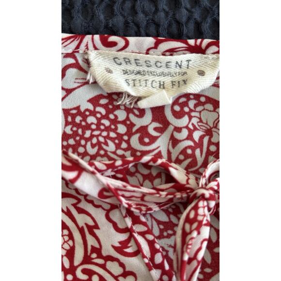 Crescent Stitch Fix Red & White Pom Pom Fringed Tunic Size XXL 1X - Picture 3 of 7